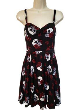 HOT TOPIC Skull & Roses Sleeveless Mini Dress Size Small